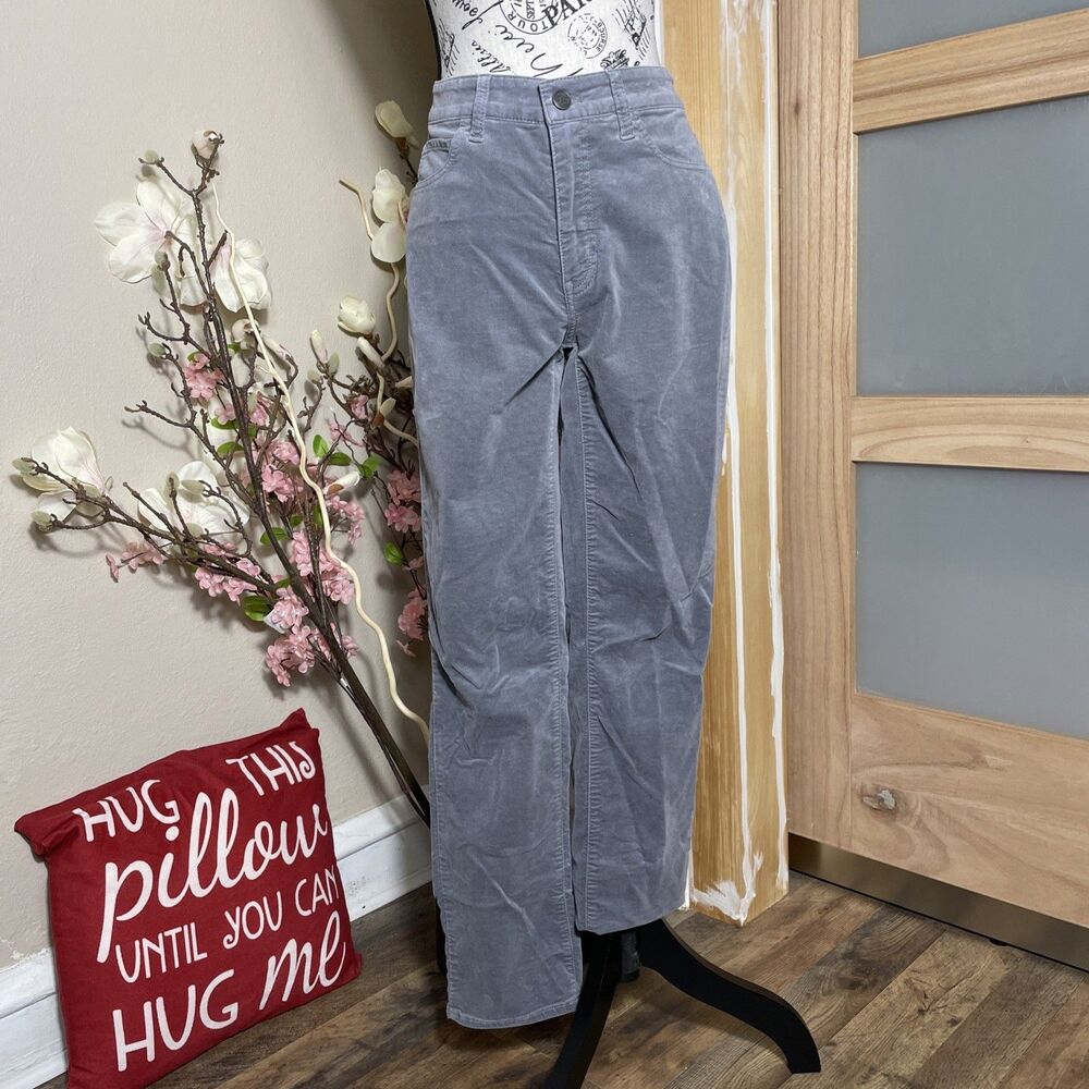 Talbots Gray Velvet Pants Straight Leg Womens 4 High Waist Soft Dressy Casual